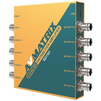 AVMatrix SD1191 3G-SDI 1X9 Reclocking Dist Amplifier AVMatrix SD1191 3G-SDI 1X9 Reclocking Dist Amplifier