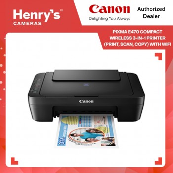 Canon Pixma E470 Compact Wireless 3-in-1 Printer (Print, Scan, Copy) with WiFi