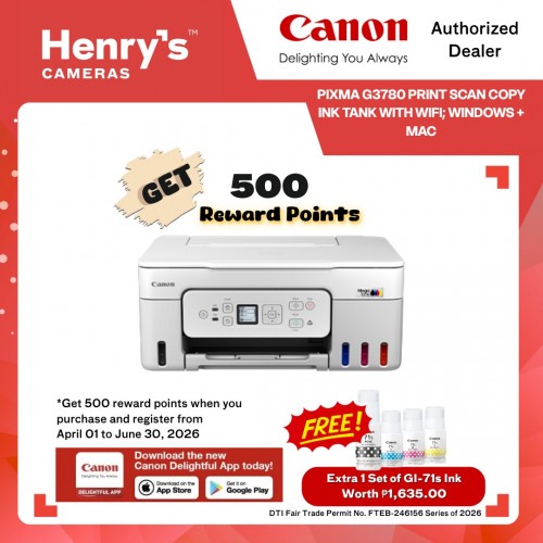 Canon Pixma G3780 Print Scan Copy Ink Tank with WiFI; Windows + Mac