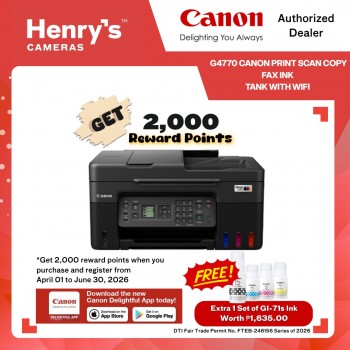 Canon Pixma G4770 Print Scan Copy Fax Ink Tank with WiFI; Windows + Mac