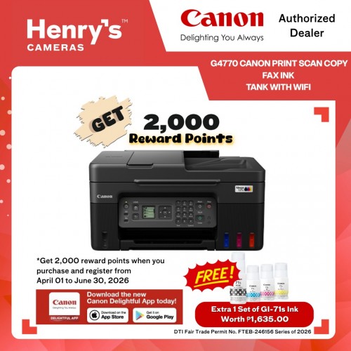 Canon Pixma G4770 Print Scan Copy Fax Ink Tank with WiFI; Windows + Mac