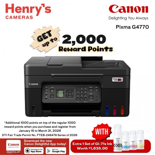 Canon Pixma G4770 Print Scan Copy Fax Ink Tank with WiFI; Windows + Mac