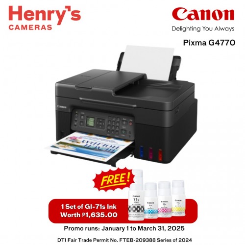 Canon Pixma G4770 Print Scan Copy Fax Ink Tank with WiFI; Windows + Mac