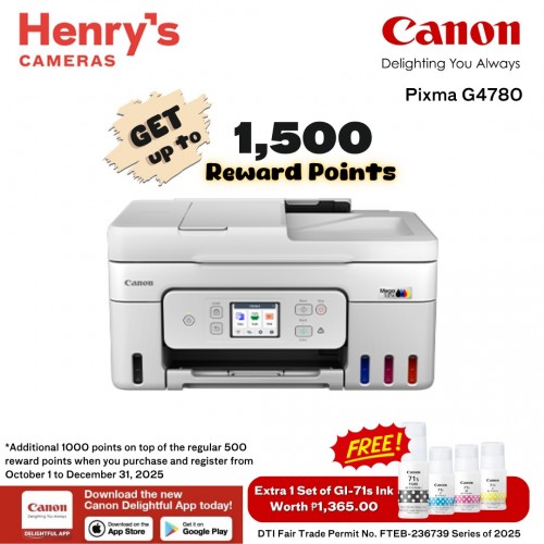 Canon Pixma G4780 Print Scan Copy MegaTank Tank with WiFi
