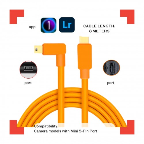 Enovation USB Type-C to Mini 5-Pin Cable 8m with Amplifier (Right Angle)