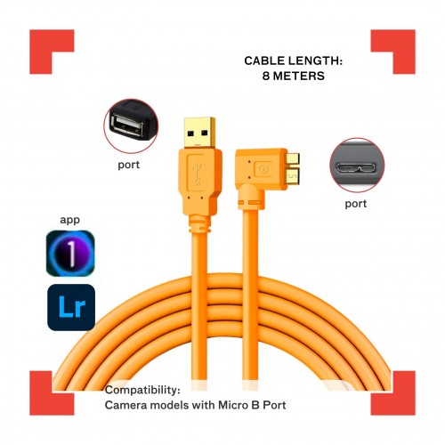 Enovation USB 3.0 to Micro B Cable 8m with Amplifier (Right Angle)