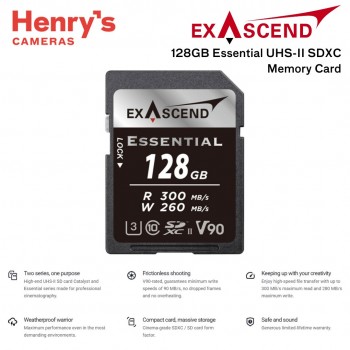 Exascend 128GB Essential UHS-II V90 SDXC Memory Card Exascend 128GB Essential UHS-II V90 SDXC Memory Card