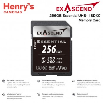 Exascend 256GB Essential UHS-II V90 SDXC Memory Card Exascend 256GB Essential UHS-II V90 SDXC Memory Card