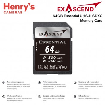Exascend 64GB Essential UHS-II V90 SDXC Memory Card Exascend 64GB Essential UHS-II V90 SDXC Memory Card