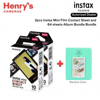 Fujifilm 2pcs Instax Mini Film Contact Sheet10's and 64 sheets Album (Random Color) Bundle