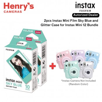 Fujifilm 2pcs Instax Mini Film Sky Blue and Glitter Case for Instax Mini 12 (Random Color) Bundle