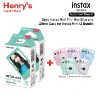 Fujifilm 2pcs Instax Mini Film Sky Blue and Glitter Case for Instax Mini 12 Bundle