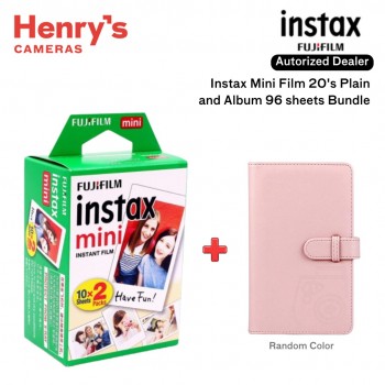 Fujifilm Instax Mini Film 20's Plain and 96 Sheet Album (Random Color) Bundle