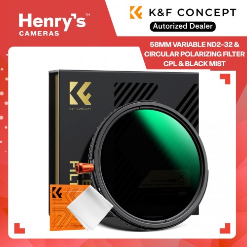 58mm Variable ND2-32 (1-5 Stops) & Circular Polarizing Filter CPL & Black Mist 1/4 3 in 1 HD Lens Filter - KF01-2923V2