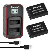 KingMa 2pcs LP-E12 Battery 750mAh and LCD Dual Charger Kit