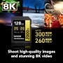 Lexar 128gb Professional 2000x SDXC UHS-II Card GOLD Series