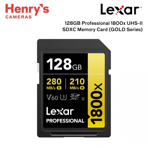 Lexar 128GB Professional 1800x UHS-II SDXC GOLD Series - LSD1800128G-BNNNG