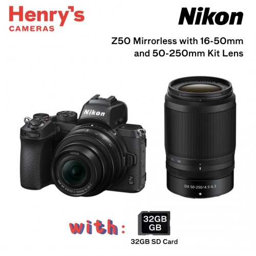Nikon Z50 Mirrorless with 16-50mm and 50-250mm Kit Lens