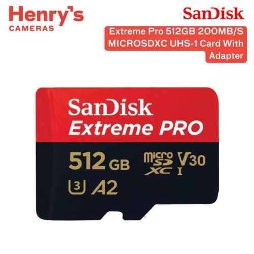 SanDisk Extreme Pro 512GB 200MB/S MICROSDXC UHS-1 Card With Adapter