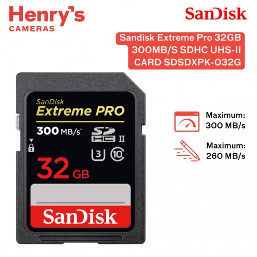 Sandisk Extreme Pro 32GB 300MB/S SDHC UHS-II CARD SDSDXPK-032G