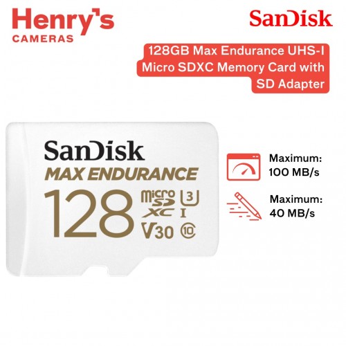 SanDisk 128GB Max Endurance UHS-I Micro SDXC Memory Card with SD Adapter