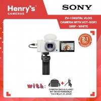 Sony ZV-1 Digital Vlog Camera with VCT-SGR1 Grip - White Sony ZV-1 Digital Vlog Camera with VCT-SGR1 Grip - White