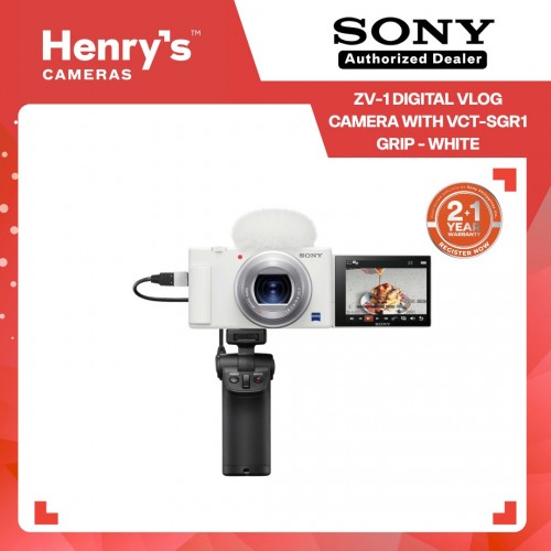 Sony ZV-1 Digital Vlog Camera with VCT-SGR1 Grip - White