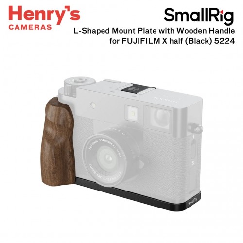 SmallRig L-Shaped Mount Plate with Wooden Handle for FUJIFILM X half (Black) 5224