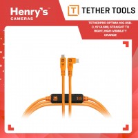Tetherpro Optima 10G USB-C 15' (4.6M) Straight to Right, High-Visibility Orange 
