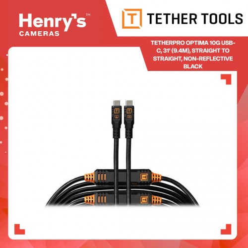 TetherPro Optima 10G USB-C, 31' (9.4m), Straight to Straight, Non-Reflective Black