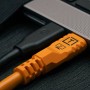 TetherPro Optima 10G USB-C, 31' (9.4m), Straight to Right, High-Visibility Orange - CUC31RTG2-ORG