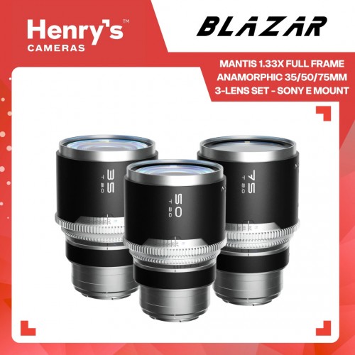 Blazar Mantis 1.33X Full Frame Anamorphic 35/50/75mm 3-Lens Set - Sony E Mount Blazar Mantis 1.33X Full Frame Anamorphic 35/50/75mm 3-Lens Set - Sony E Mount
