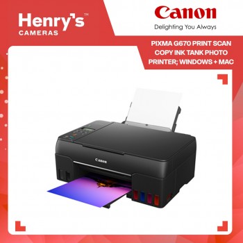 Canon Pixma G670 Print Scan Copy Ink Tank Photo Printer; Windows + Mac Canon Pixma G670 Print Scan Copy Ink Tank Photo Printer; Windows + Mac