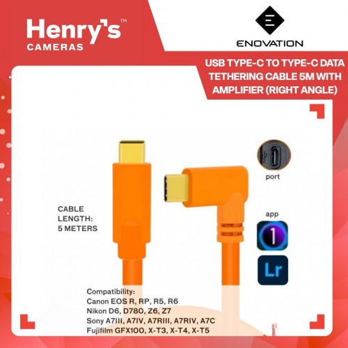 Enovation USB Type-C to Type-C Data Tethering Cable 5m with Amplifier (Right Angle)