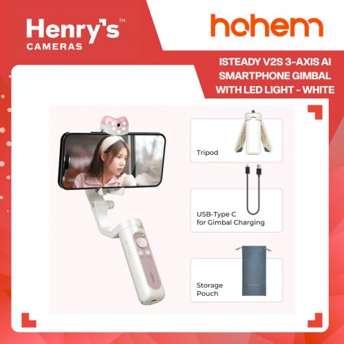 Hohem iSteady V2S 3-Axis AI Smartphone Gimbal with LED Light - White