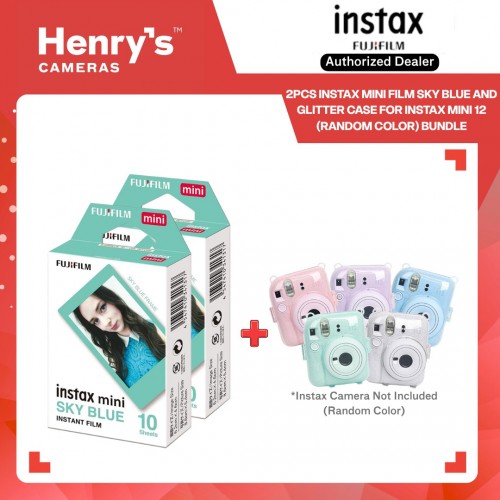 Fujifilm 2pcs Instax Mini Film Sky Blue and Glitter Case for Instax Mini 12 (Random Color) Bundle