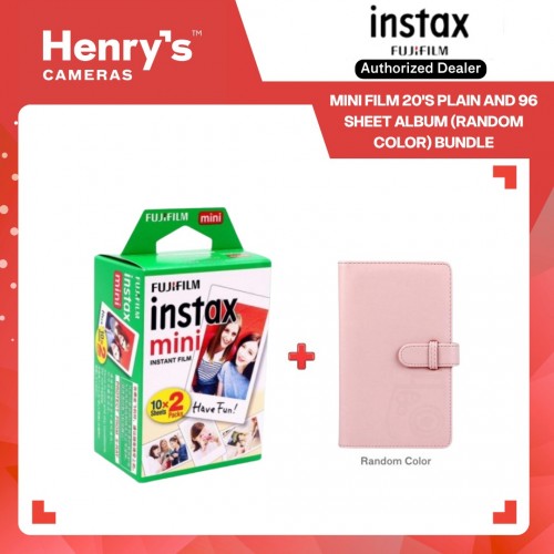 Fujifilm Instax Mini Film 20's Plain and 96 Sheet Album (Random Color) Bundle