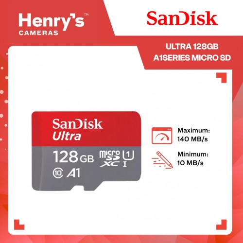 SanDisk Ultra 128GB A1Series micro SD (SDSQUAB-128G-GN6MN), Up to 140MB/s, Class10 U1 A1