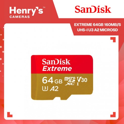 Sandisk Extreme 64GB 160MB/S UHS-I U3 A2 MicroSD - SDSQXAH-064G-GN6MN